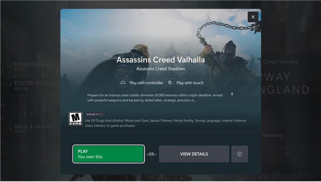 Imagem com o jogo Assassin's Creed Valhalla